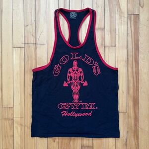 Golds Gym Hollywood Tank Top Black Red Racerback Mens Athletic Fitness Medium